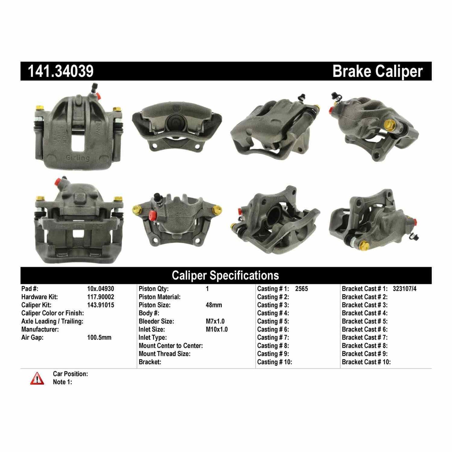 Stoptech Centric Semi-Loaded Brake Caliper - Front Right 141.34039