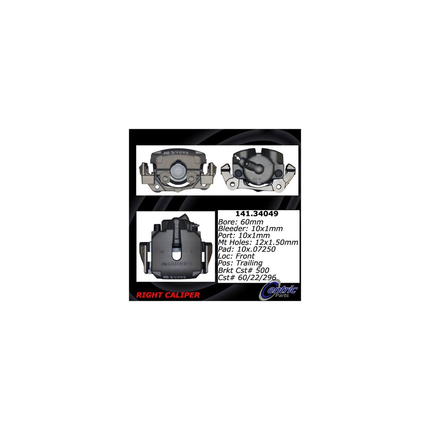 Centric Parts Disc Brake Caliper Remanufactured with anti-corrosion finish 141.34049
