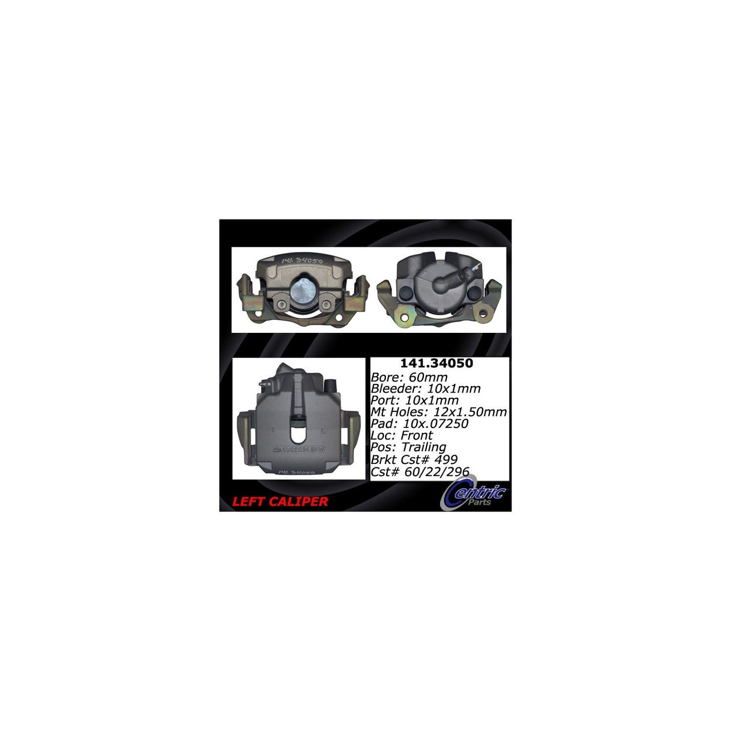 Centric Parts Disc Brake Caliper with anti‑corrosion finish 141.34050