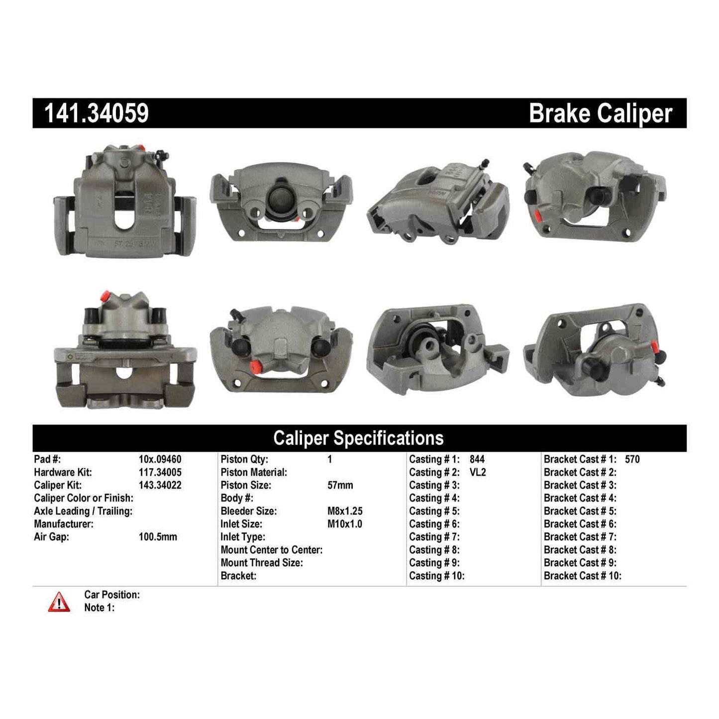Centric Parts Disc Brake Caliper with anti-corrosion finish 141.34059