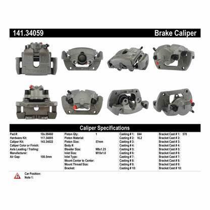 Centric Parts Disc Brake Caliper with anti-corrosion finish 141.34059