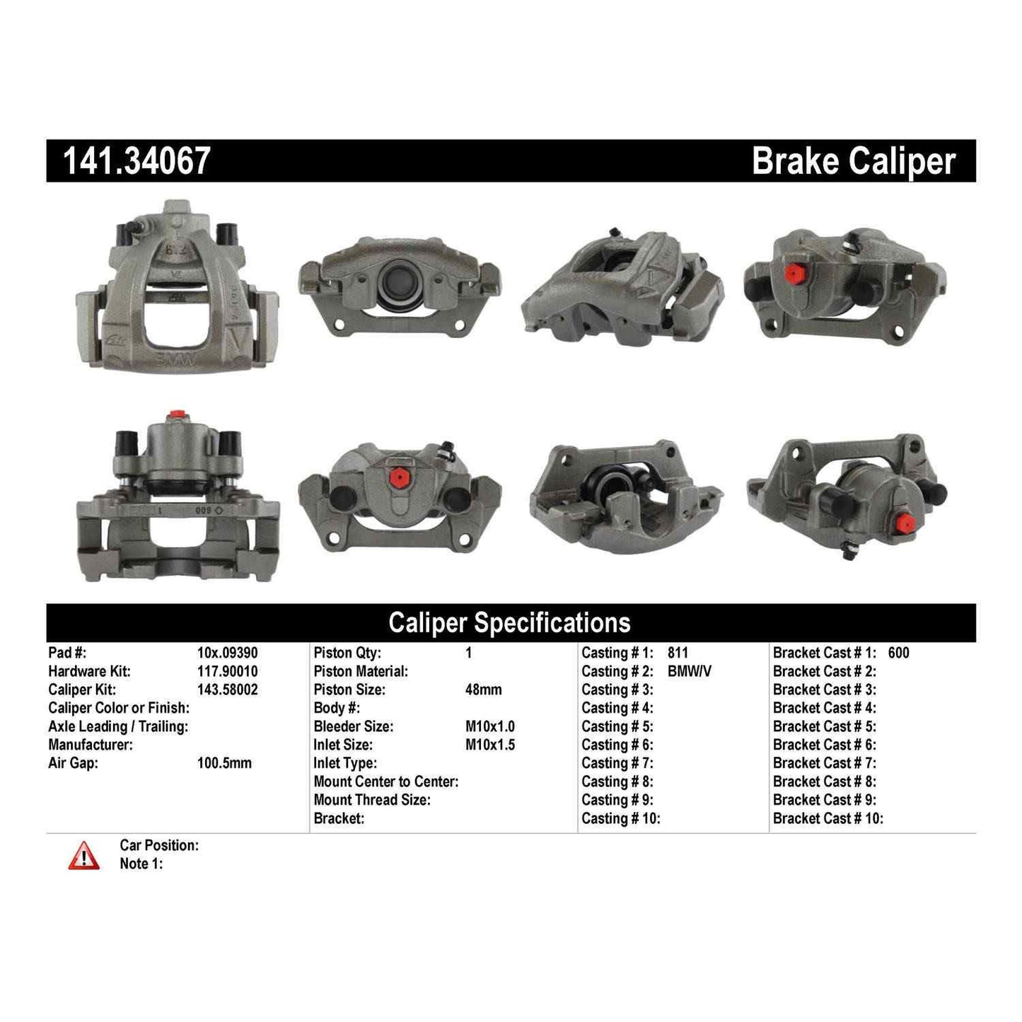 Centric Parts Disc Brake Caliper with anti-corrosion finish Part Number 141.34067