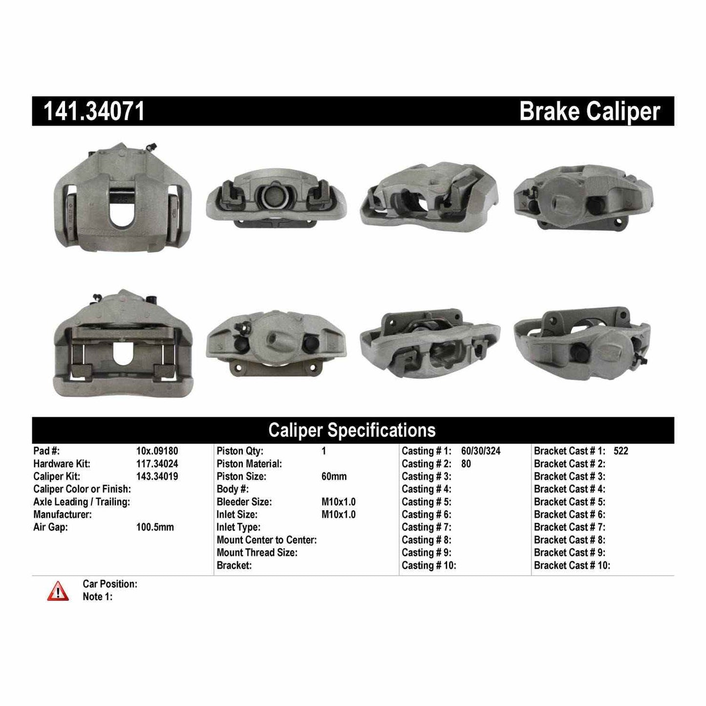 Centric Parts Disc Brake Caliper with anti-corrosion finish 141.34071
