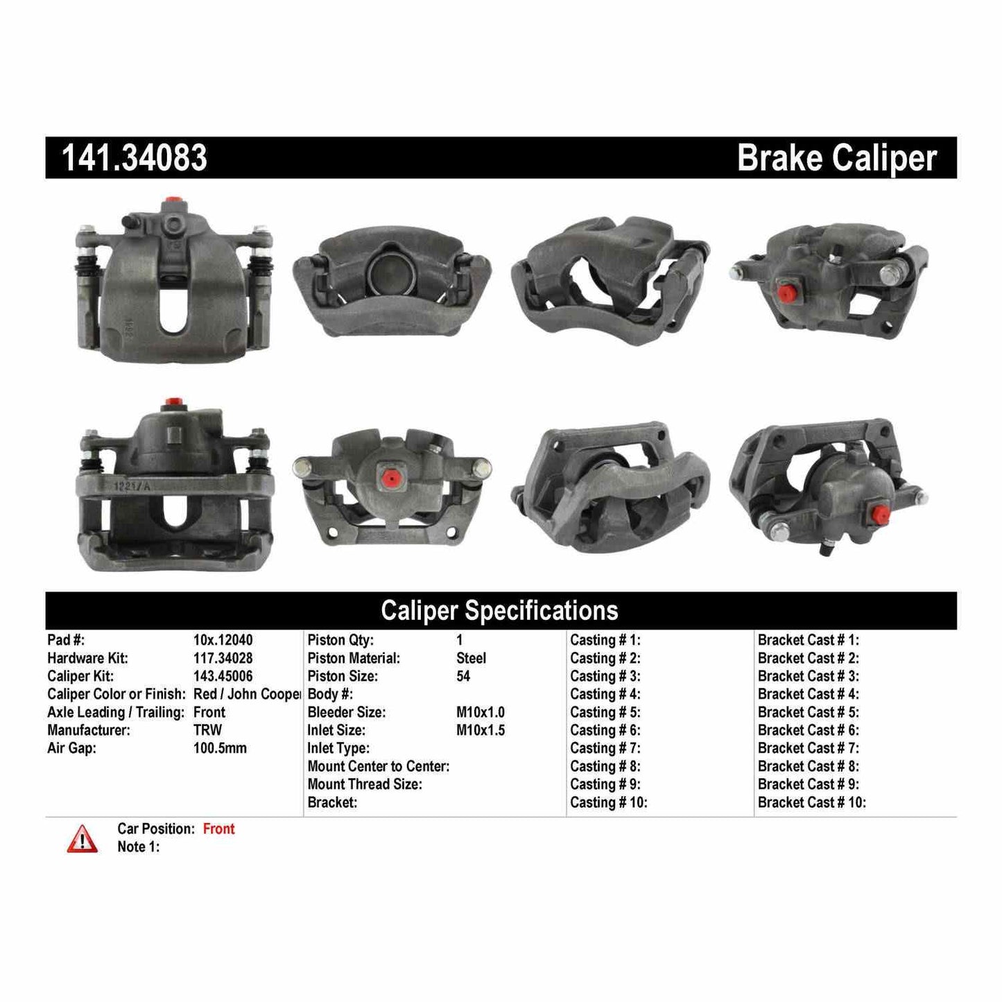 Stoptech Centric Semi-Loaded Brake Caliper - Front Right 141.34083