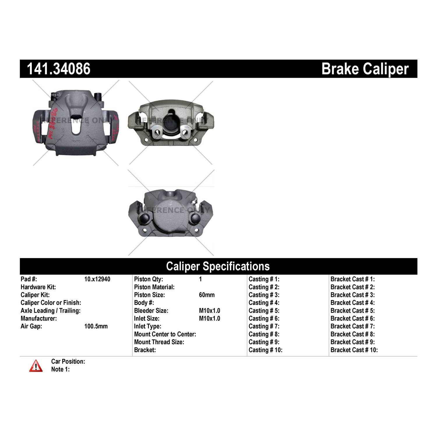 Centric Parts Semi-Loaded Brake Caliper 141.34086