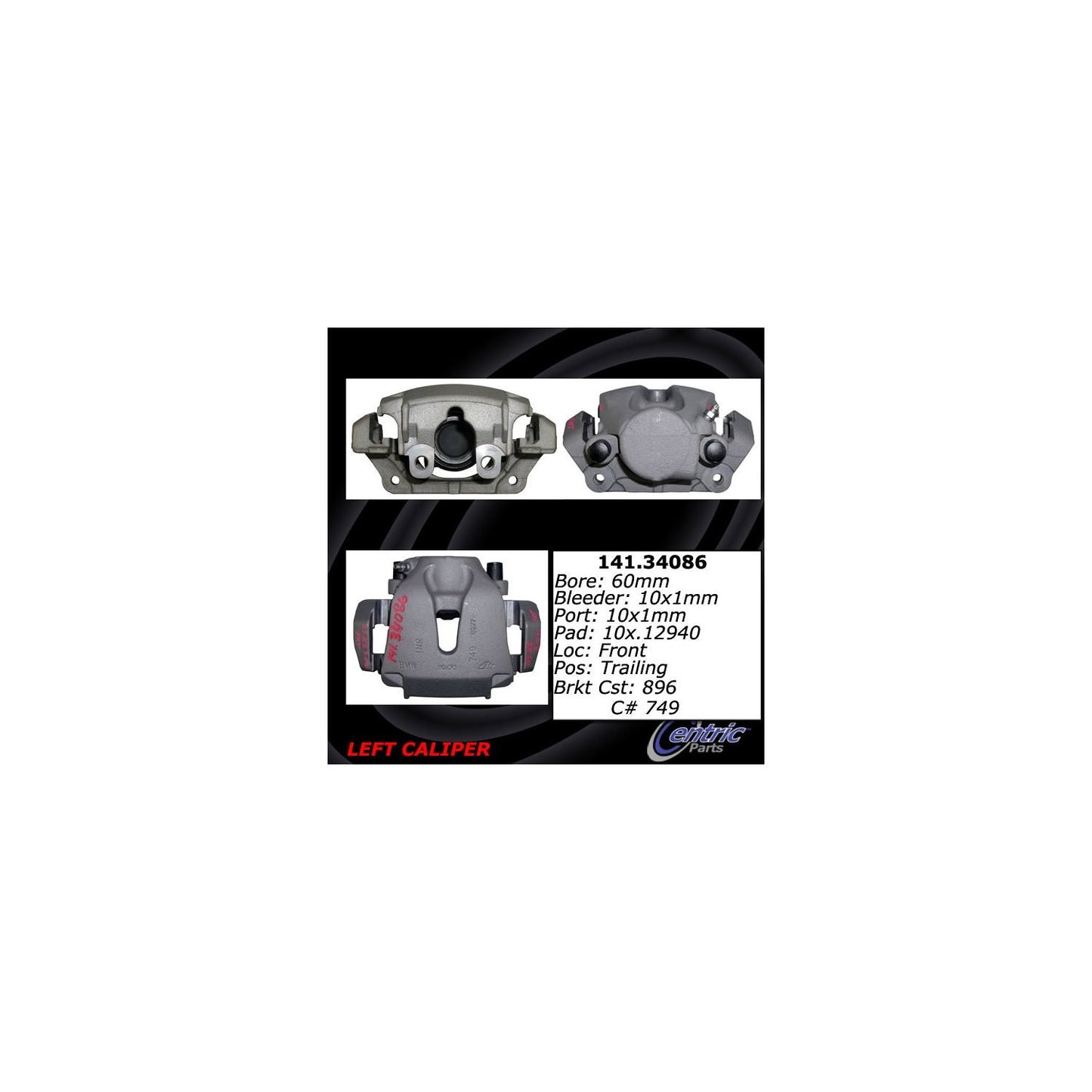 Centric Parts Semi-Loaded Brake Caliper 141.34086