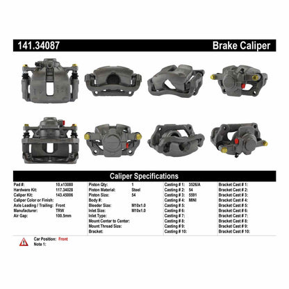 Centric Parts Disc Brake Caliper with anti‑corrosion finish Part Number 141.34087