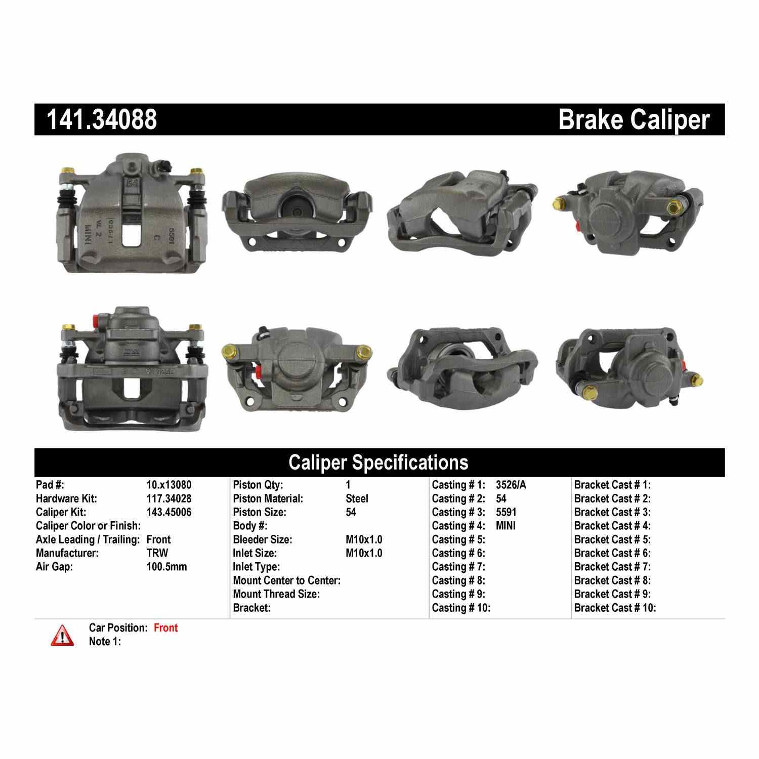 Centric Parts Semi-Loaded Brake Caliper 141.34088