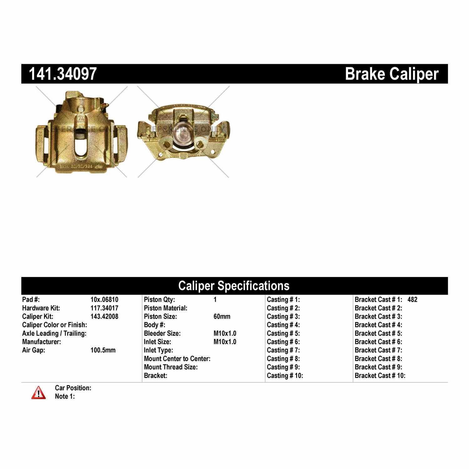 Centric Parts Semi-Loaded Brake Caliper 141.34097