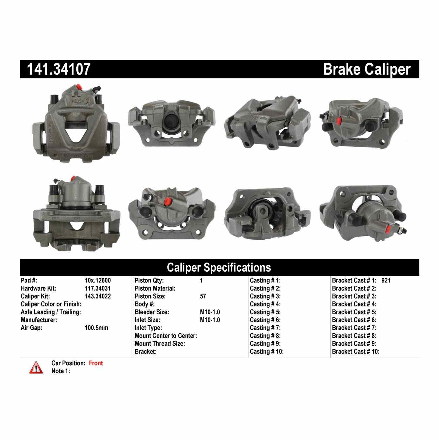 Centric Parts Semi-Loaded Brake Caliper 141.34107