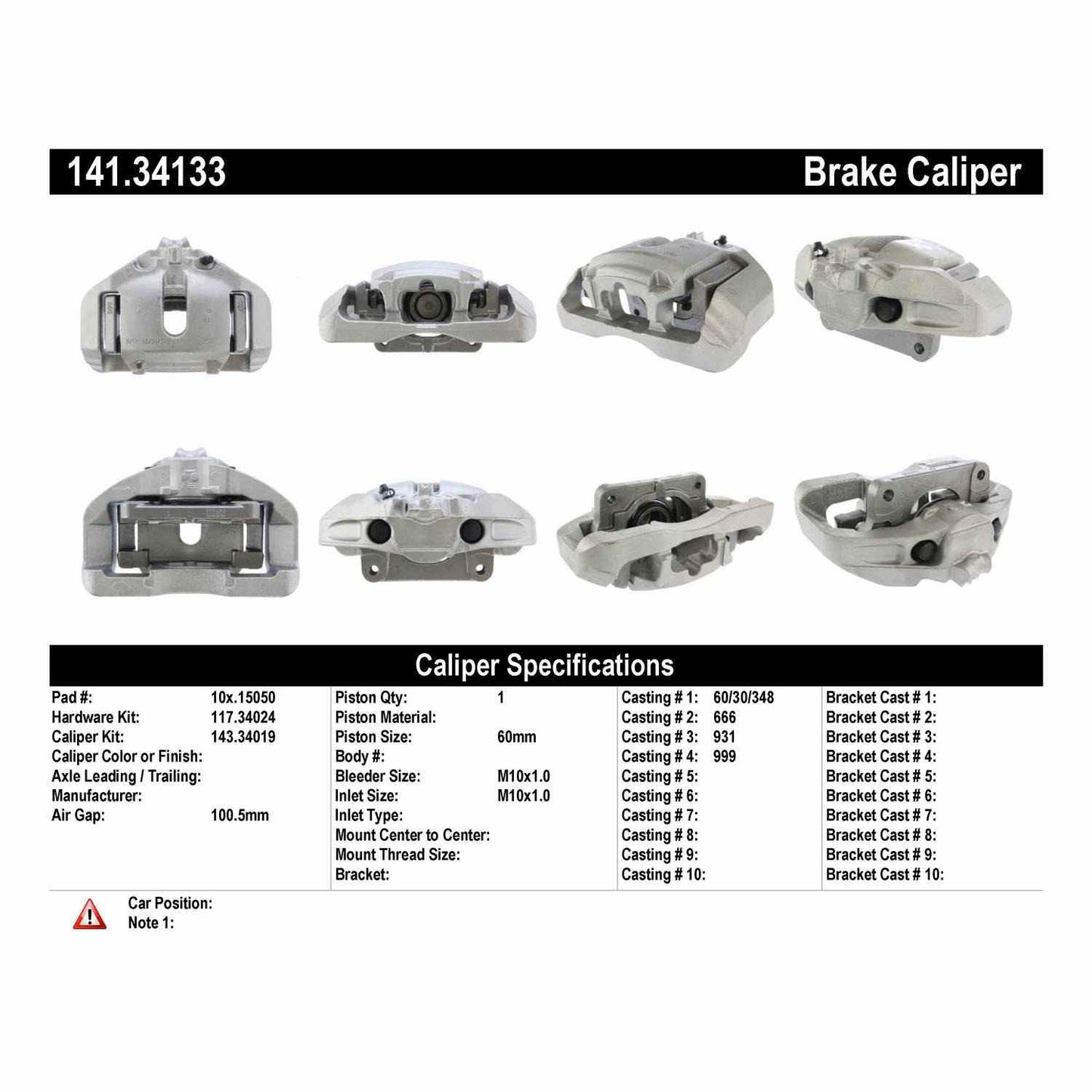 Centric Parts Semi-Loaded Brake Caliper 141.34133
