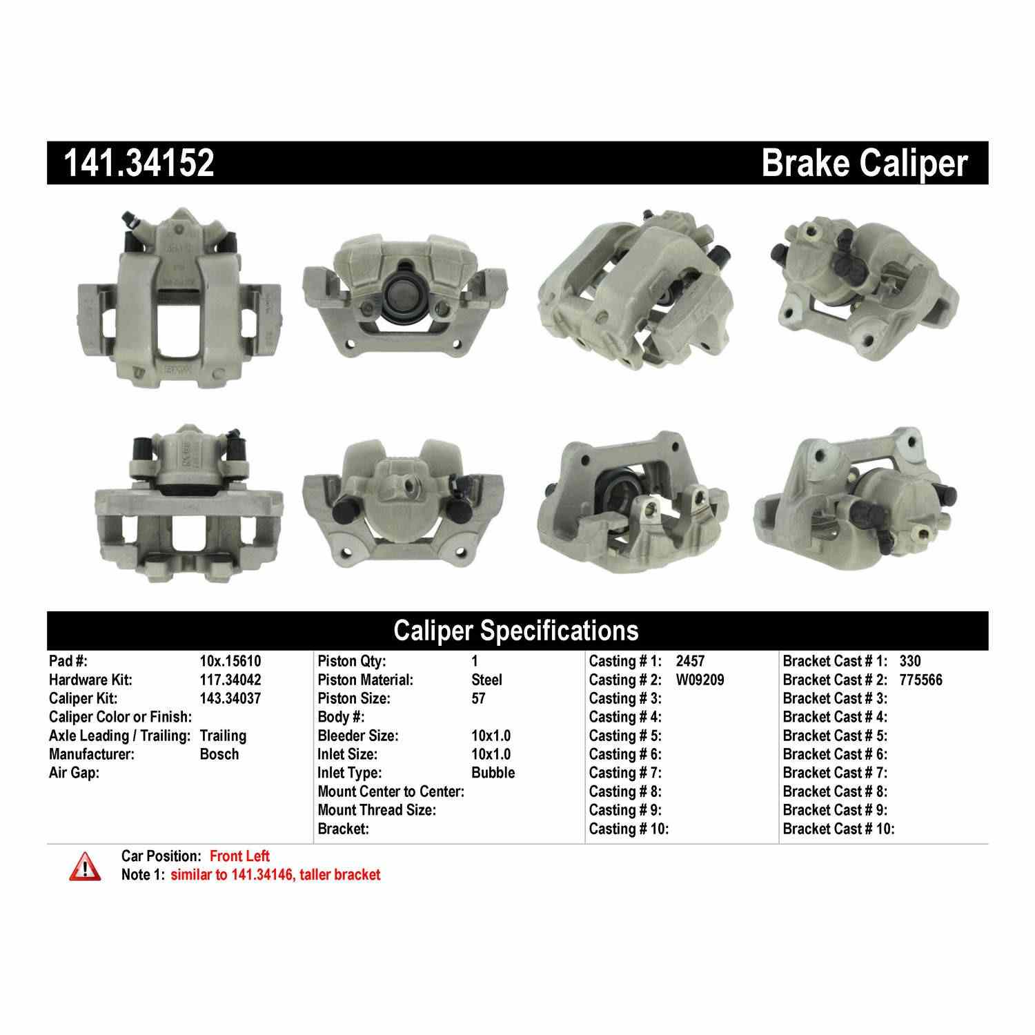 Centric Parts Semi-Loaded Brake Caliper 141.34152