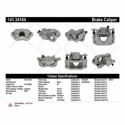 Centric Parts Disc Brake Caliper Semi-Loaded with Anti-Corrosion Finish for 2014-2019 Mini Cooper 2016-2019 Cooper Clubman 141.34164