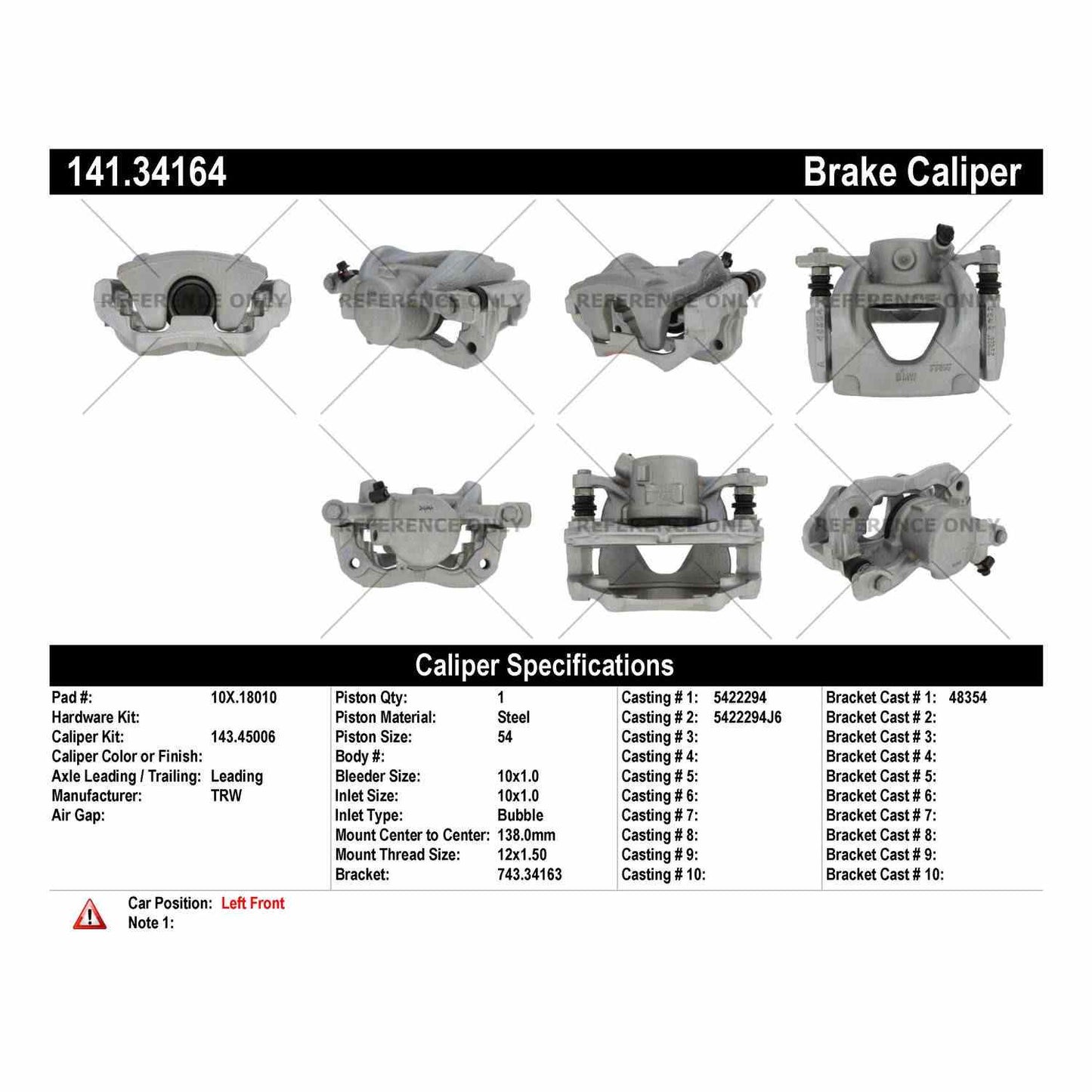 Centric Parts Semi-Loaded Brake Caliper 141.34164