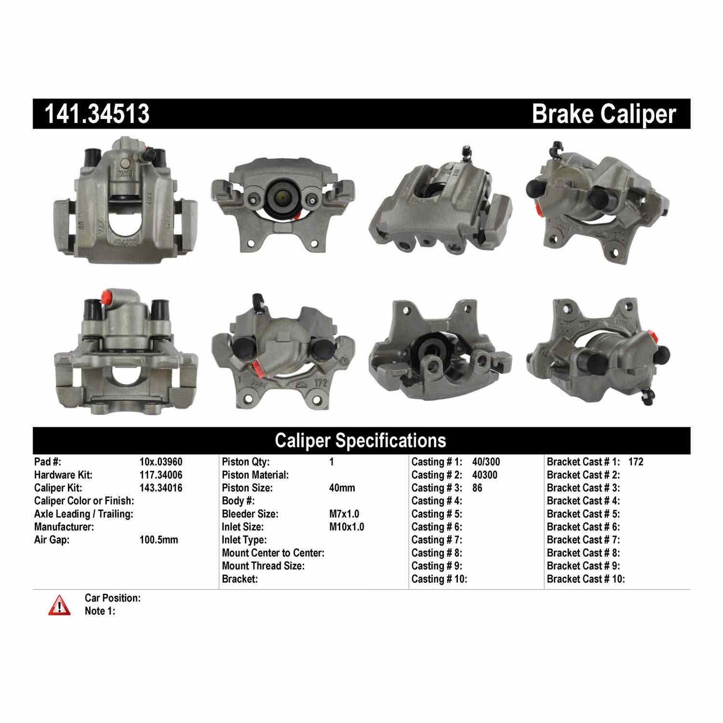Centric Parts Disc Brake Caliper Semi-Loaded with anti-corrosion finish for 1995-1994 BMW 540i 740i 740iL 750iL M5 141.34513