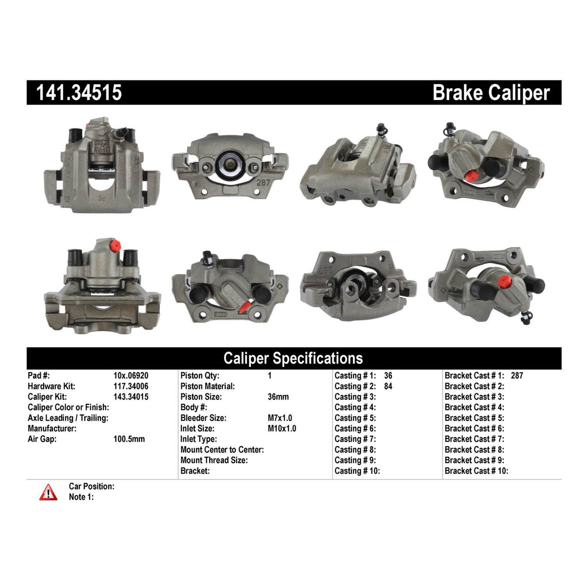 Centric Parts Semi-Loaded Brake Caliper 141.34515
