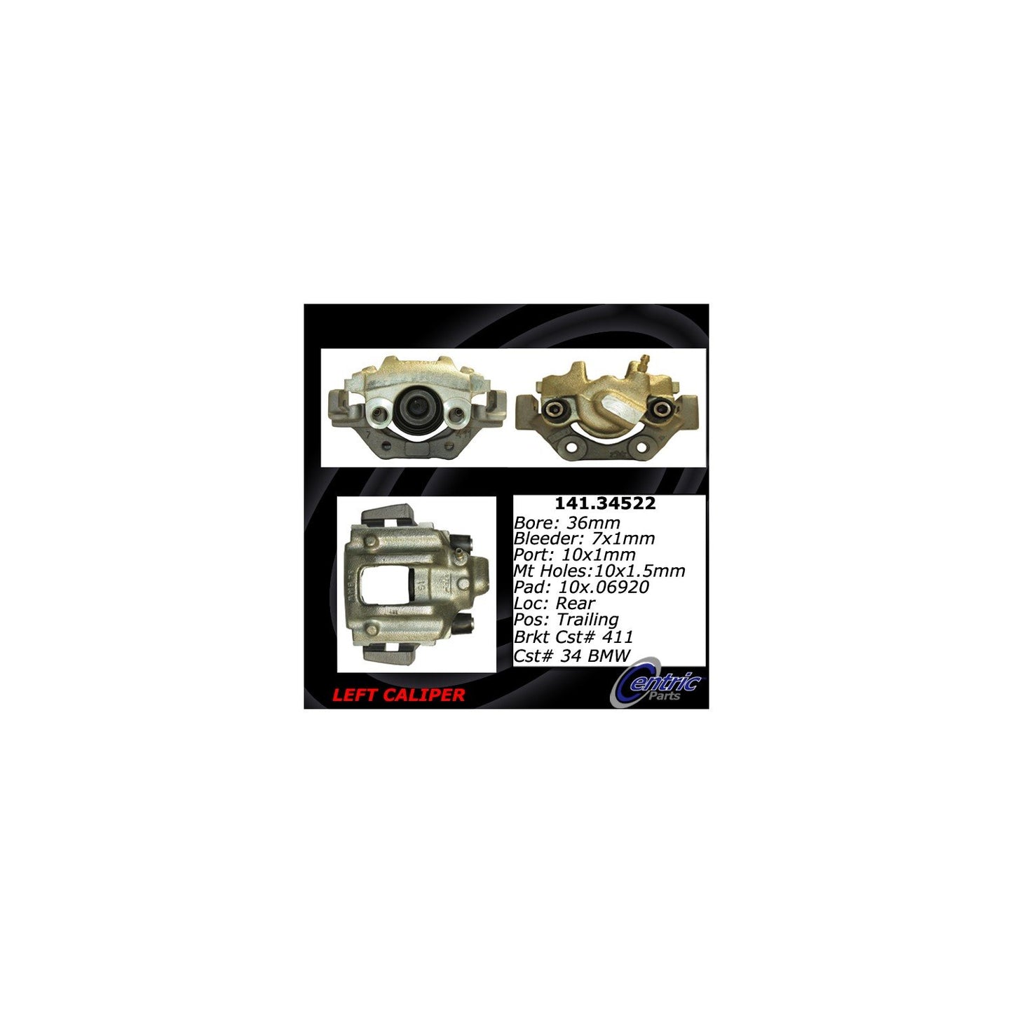 Centric Parts Semi-Loaded Brake Caliper 141.34522