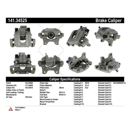 Stoptech Centric Semi-Loaded Brake Caliper - Rear Right 141.34525