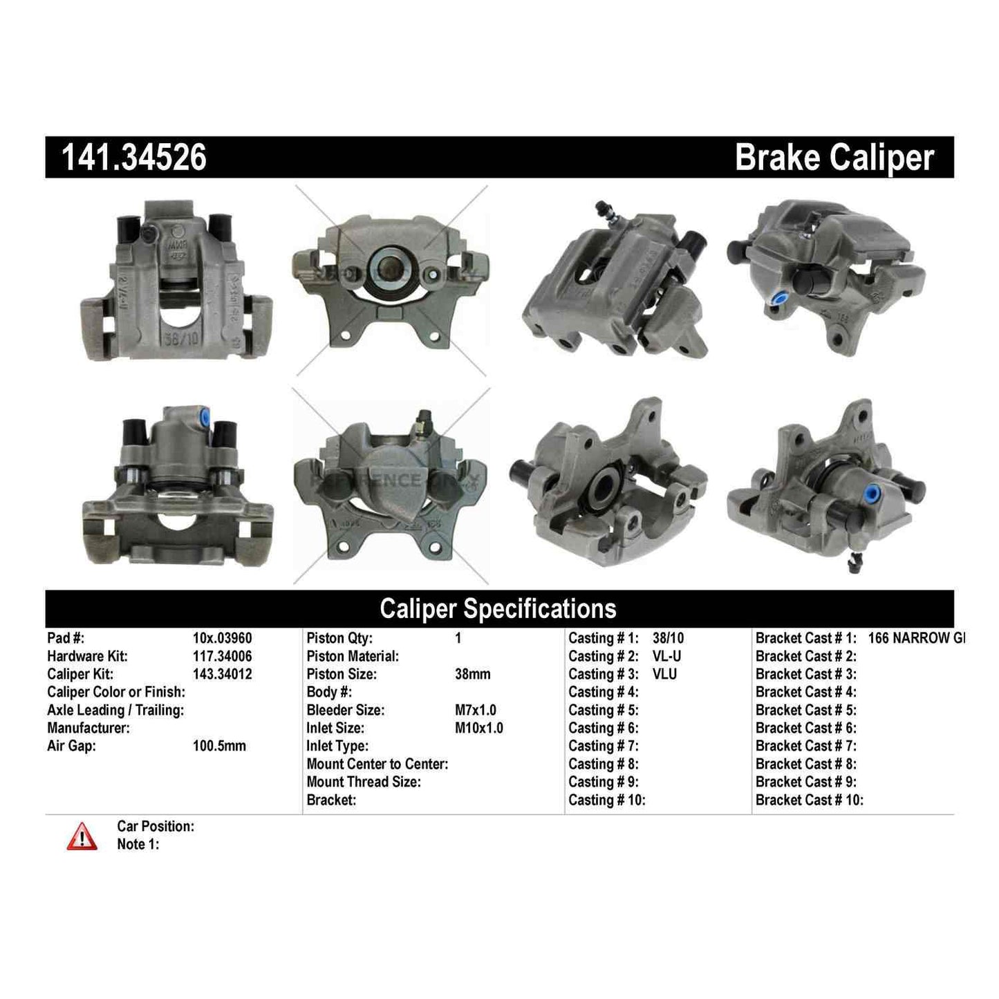Centric Parts Disc Brake Caliper Semi-Loaded for 1995-1989 BMW 525i 530i 535i 141.34526