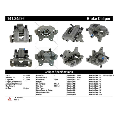Stoptech Centric Semi-Loaded Brake Caliper - Rear Left 141.34526