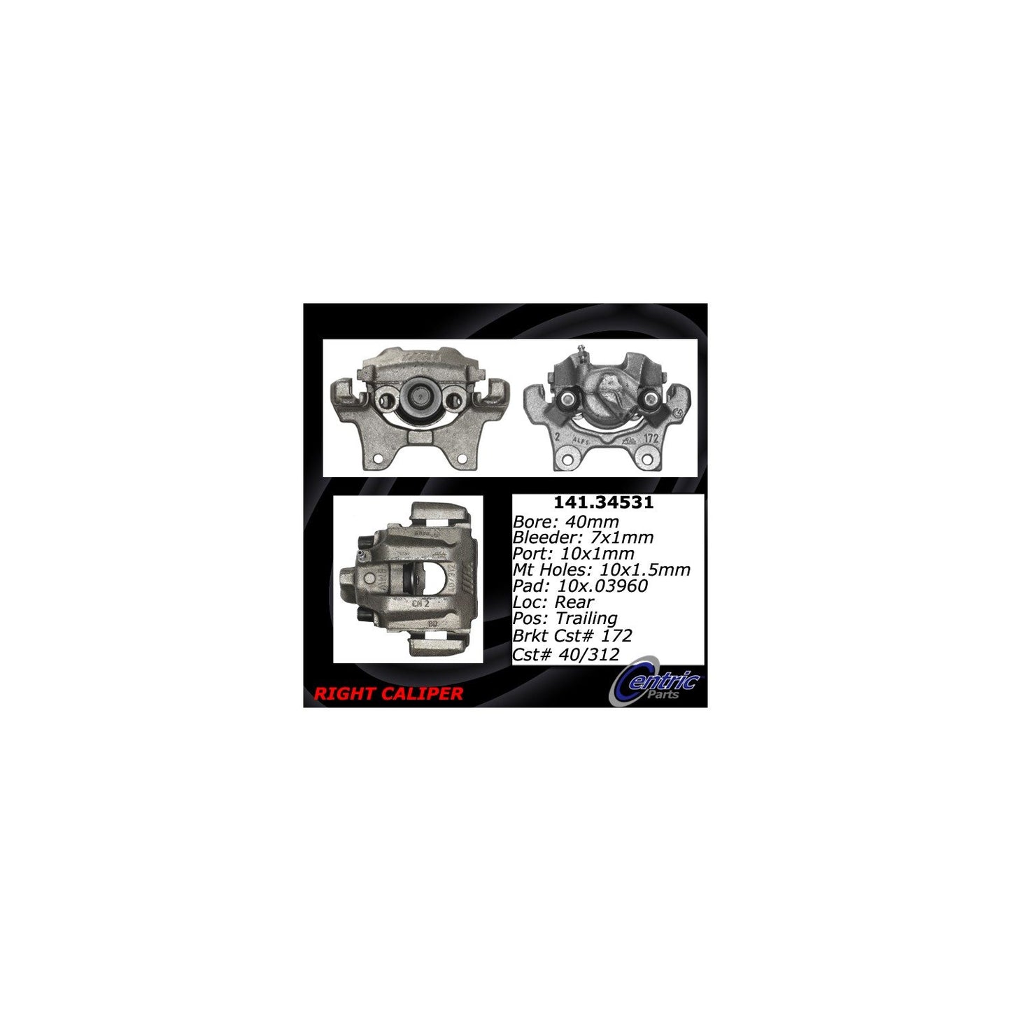 Stoptech Centric Semi-Loaded Brake Caliper - Rear Right 141.34531