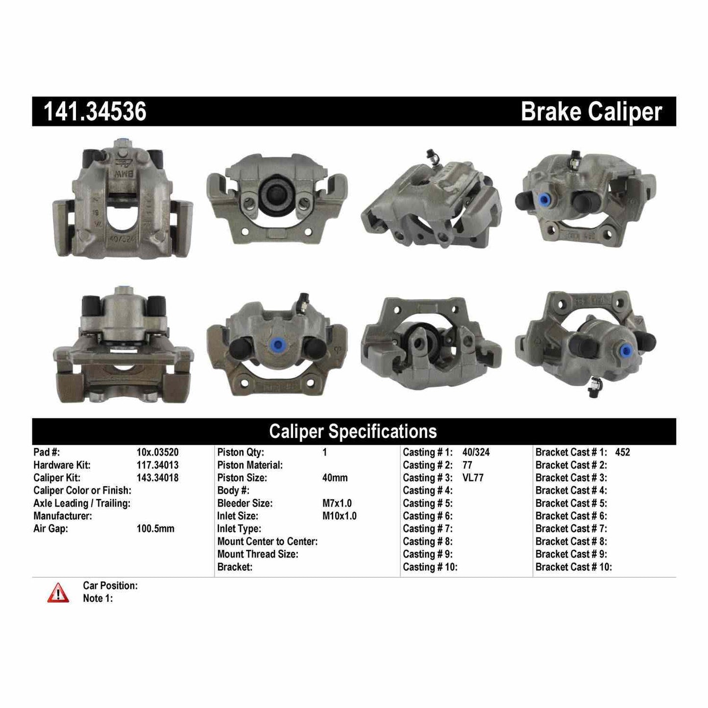 Centric Parts Disc Brake Caliper Semi-Loaded for 1995-2001 BMW 740i/740iL 141.34536