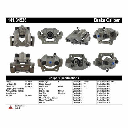 Centric Parts Disc Brake Caliper Semi-Loaded for 1995-2001 BMW 740i/740iL 141.34536