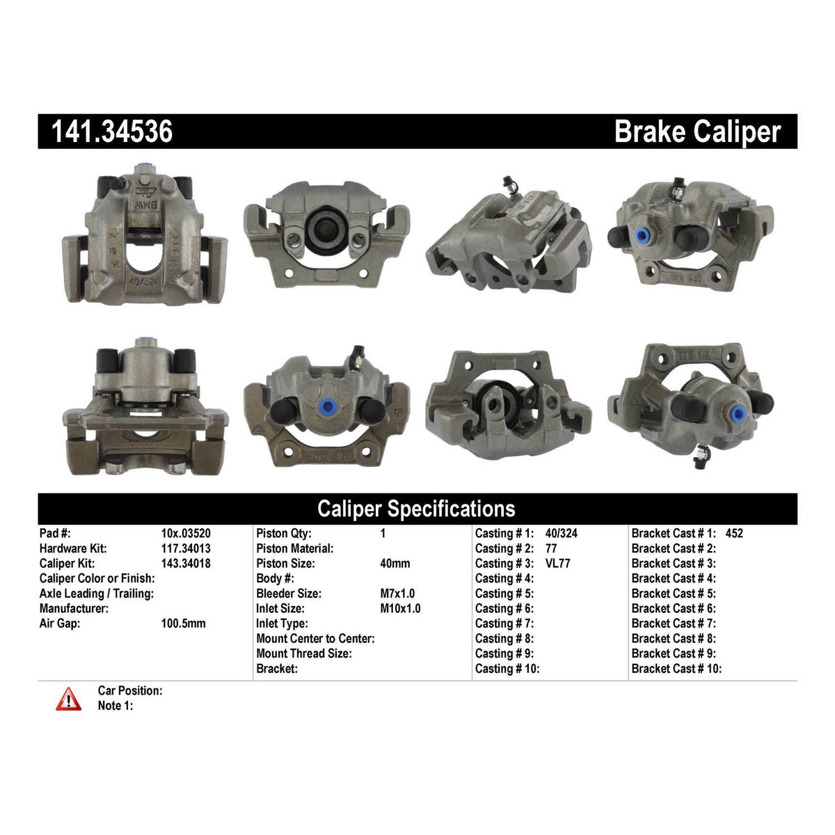 Centric Parts Disc Brake Caliper Semi-Loaded for 1995-2001 BMW 740i/740iL 141.34536