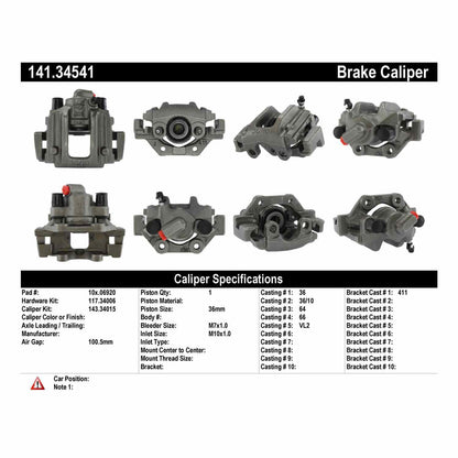 Centric Parts Semi-Loaded Brake Caliper 141.34541