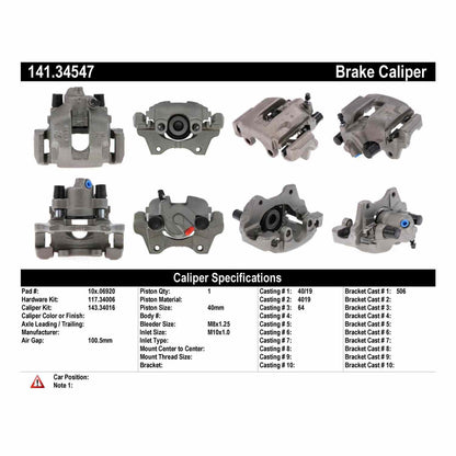 Centric Parts Disc Brake Caliper Semi-Loaded with Anti-Corrosion Finish for 2000-2006 BMW 323i 325Ci 325i 328i Z4 141.34547
