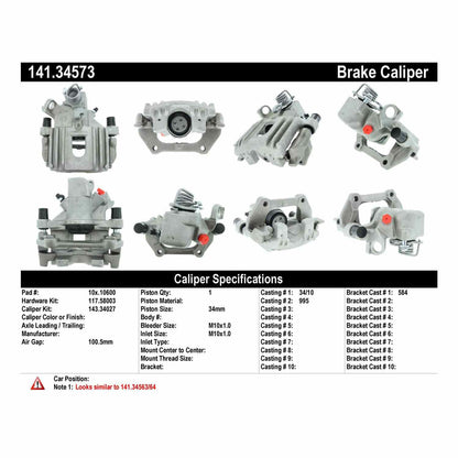 Centric Parts Disc Brake Caliper Semi-Loaded with Anti-Corrosion Finish for 141.34573