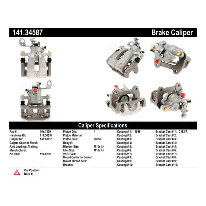 Centric Parts Disc Brake Caliper Semi-Loaded with anti-corrosion finish 141.34587