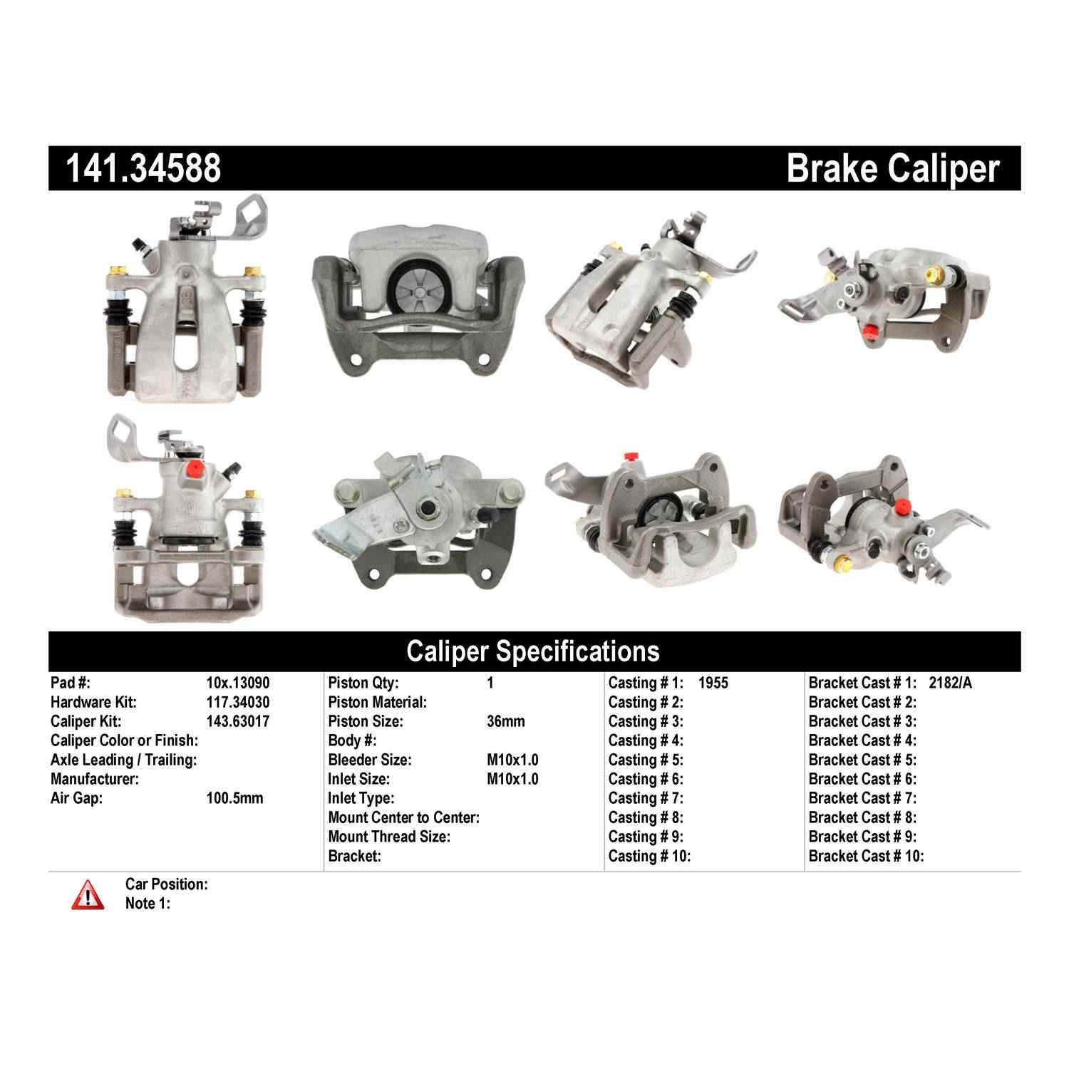 Centric Parts Semi-Loaded Brake Caliper 141.34588