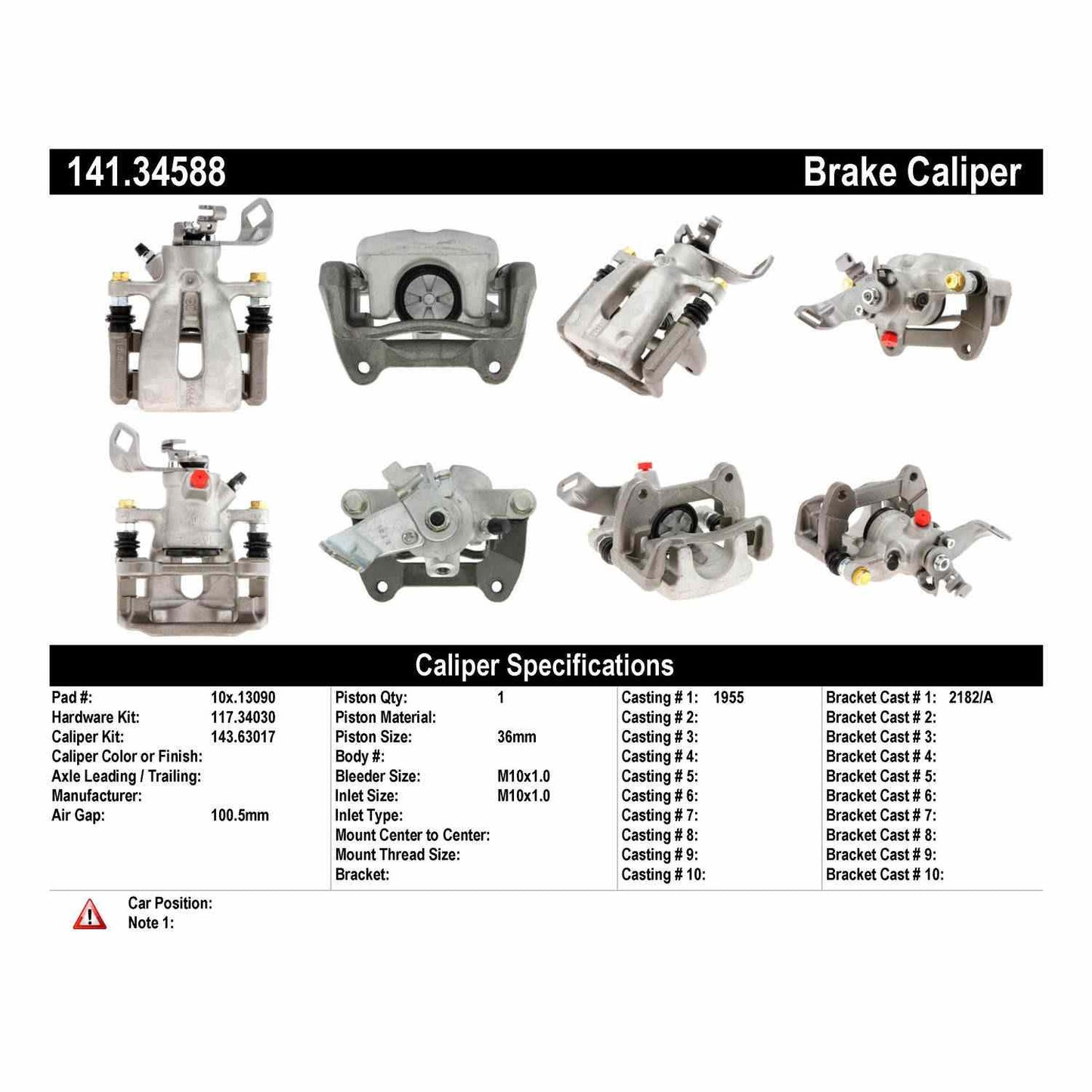 Centric Parts Disc Brake Caliper Semi-Loaded with anti-corrosion finish 141.34588
