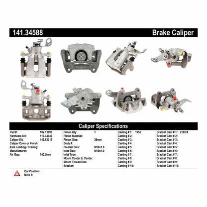 Centric Parts Disc Brake Caliper Semi-Loaded with anti-corrosion finish 141.34588