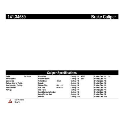 Centric Parts Disc Brake Caliper Semi-Loaded 141.34589
