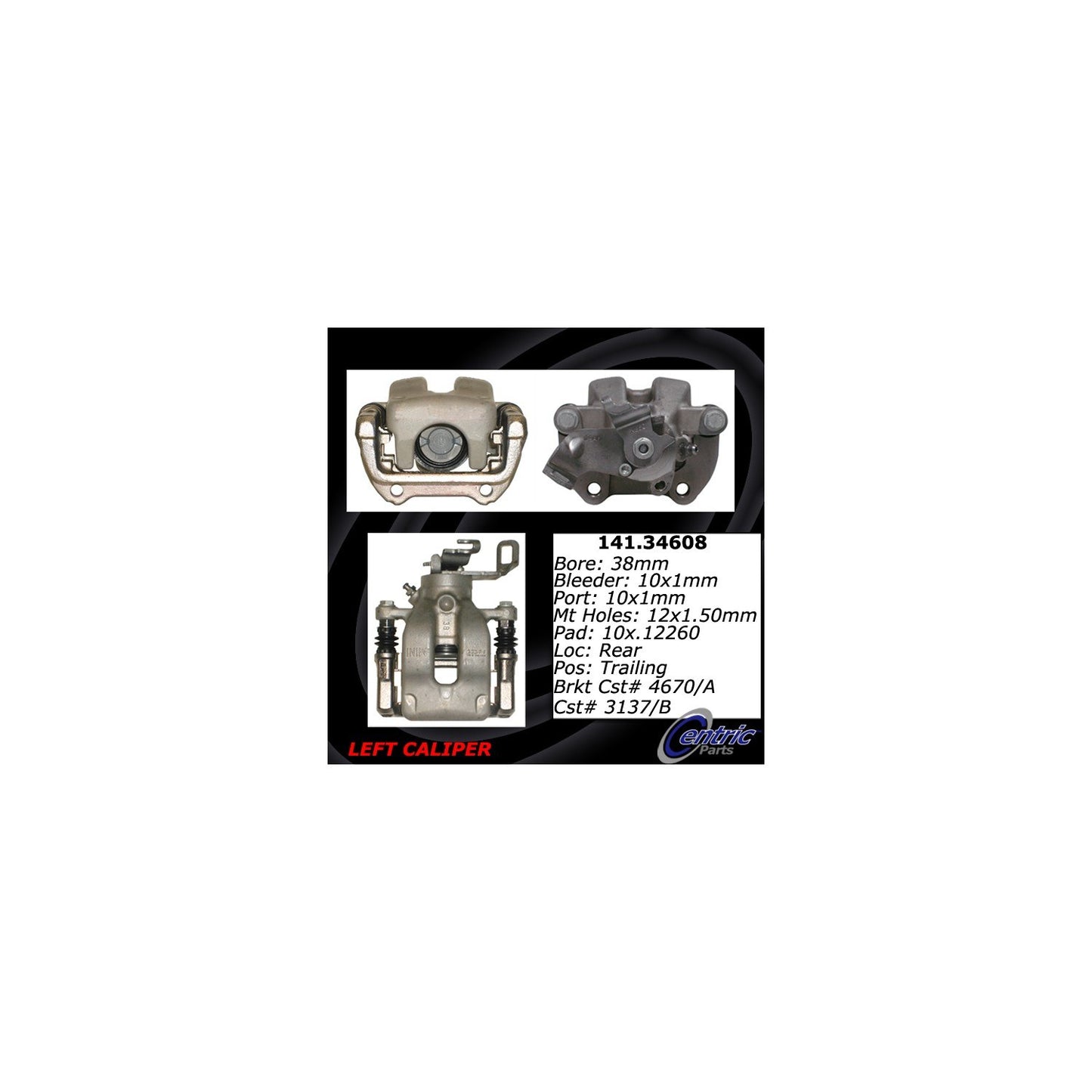 Stoptech Centric Semi-Loaded Brake Caliper - Rear Left 141.34608