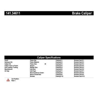 Centric Parts Semi-Loaded Brake Caliper EPB 141.34611