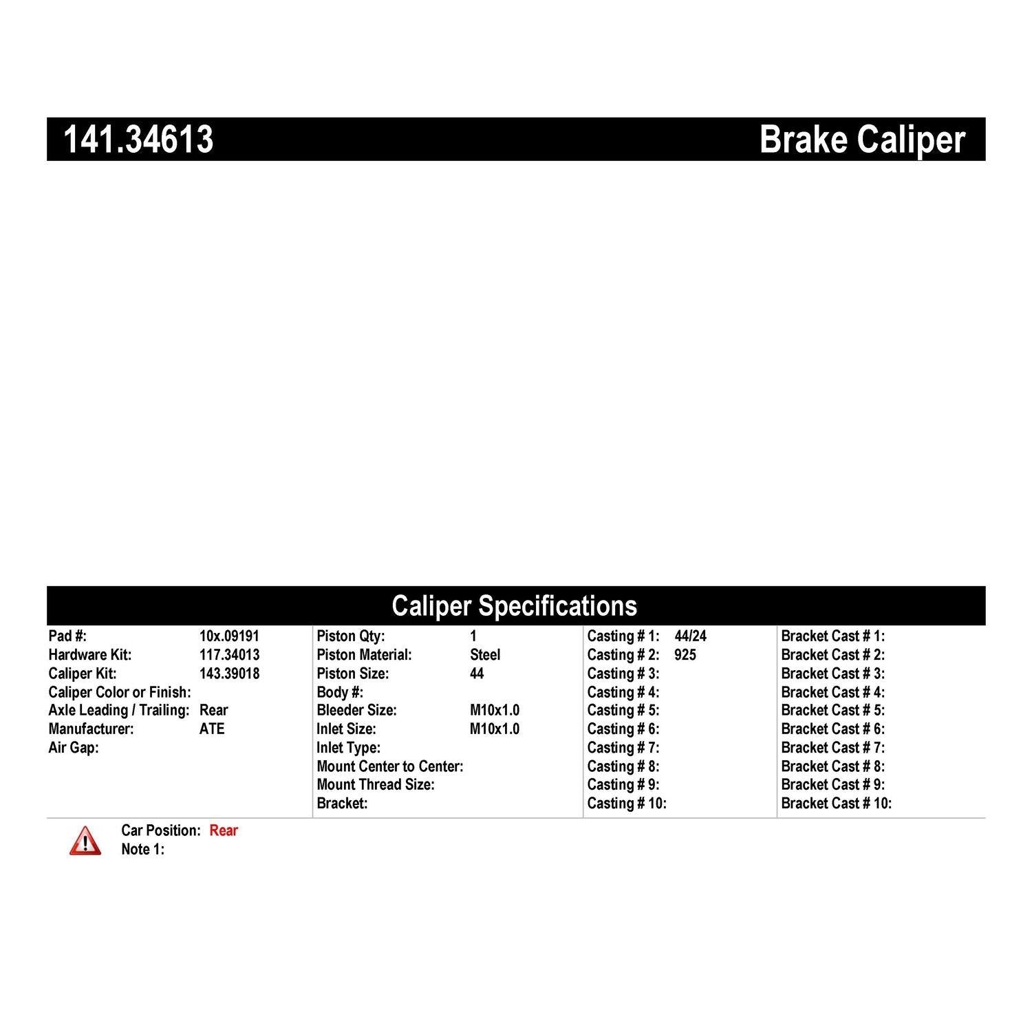 Centric Parts Semi-Loaded Brake Caliper 141.34613