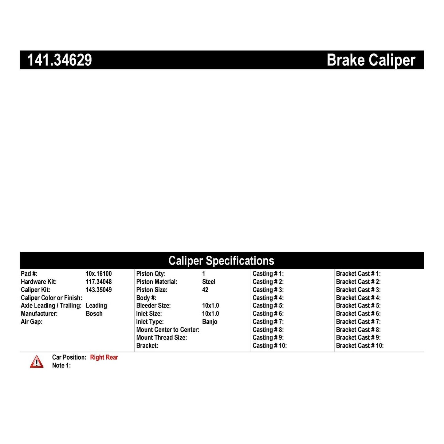 Centric Parts Disc Brake Caliper Semi-Loaded for 141.34629