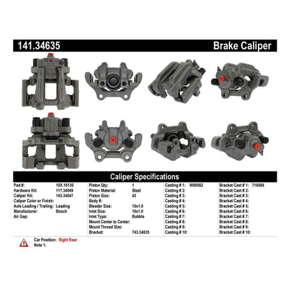 Centric Parts Semi-Loaded Disc Brake Caliper with Anti-Corrosion Finish 141.34635