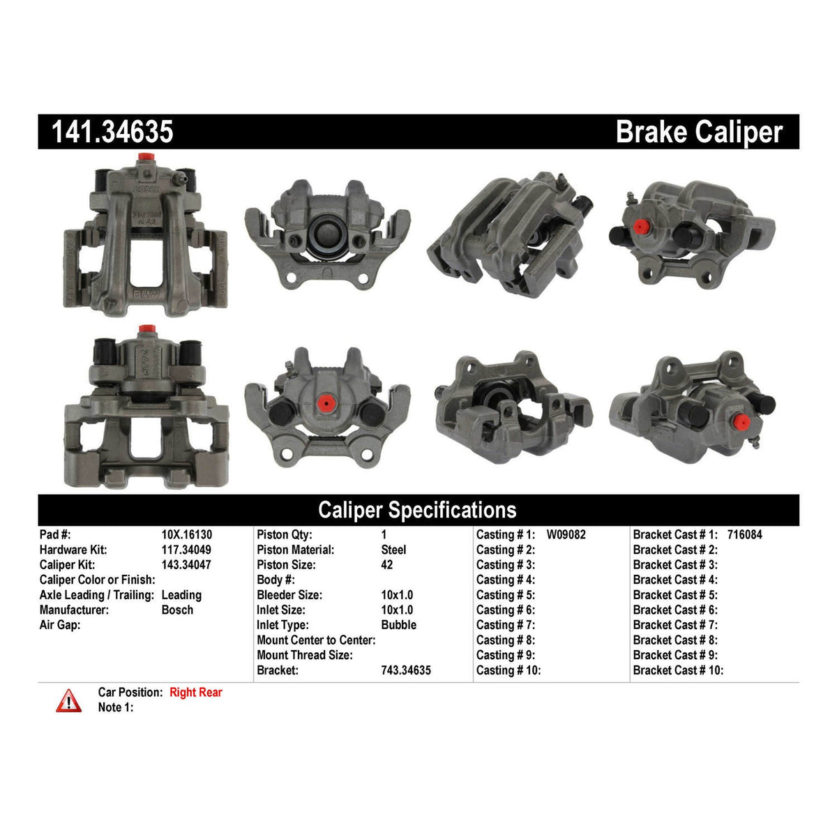 Stoptech Centric 14-18 BMW 320i (Incl. xDrive) Semi-Loaded Rear Right Brake Caliper 141.34635