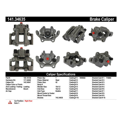 Stoptech Centric 14-18 BMW 320i (Incl. xDrive) Semi-Loaded Rear Right Brake Caliper 141.34635