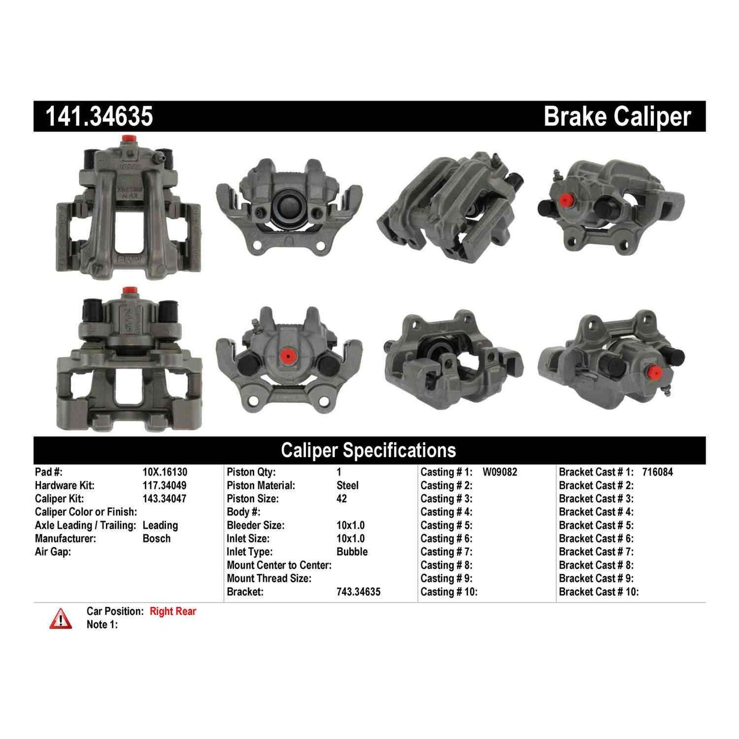 Stoptech Centric 14-18 BMW 320i (Incl. xDrive) Semi-Loaded Rear Right Brake Caliper 141.34635