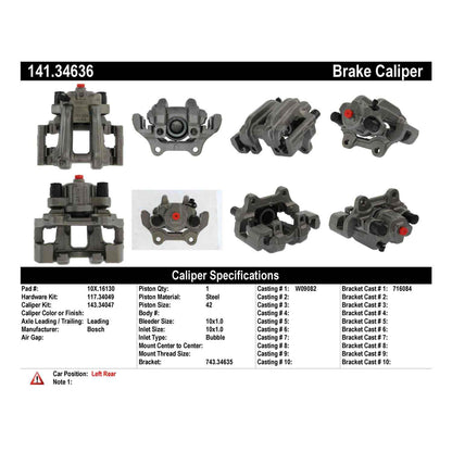 Centric Parts Disc Brake Caliper Semi-Loaded with Anti-Corrosion Finish 141.34636
