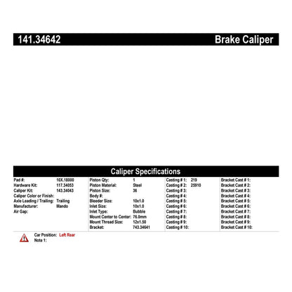 Centric Parts Disc Brake Caliper Semi-Loaded with Anti-Corrosion Finish 141.34642