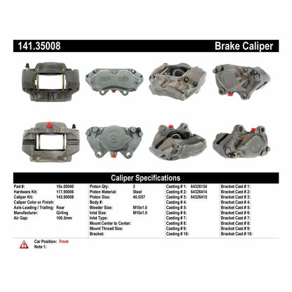 Stoptech Centric 63-71 Mercedes-Benz 200 Loaded Front Left Rebuilt Caliper (R&R Only) 141.35008