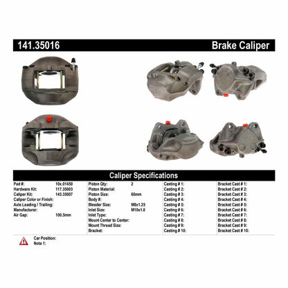 Centric Parts Semi-Loaded Disc Brake Caliper with Anti-Corrosion Finish 141.35016