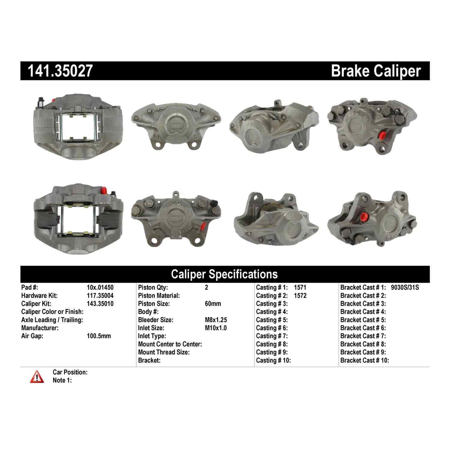 Centric Parts Semi-Loaded Brake Caliper 141.35027