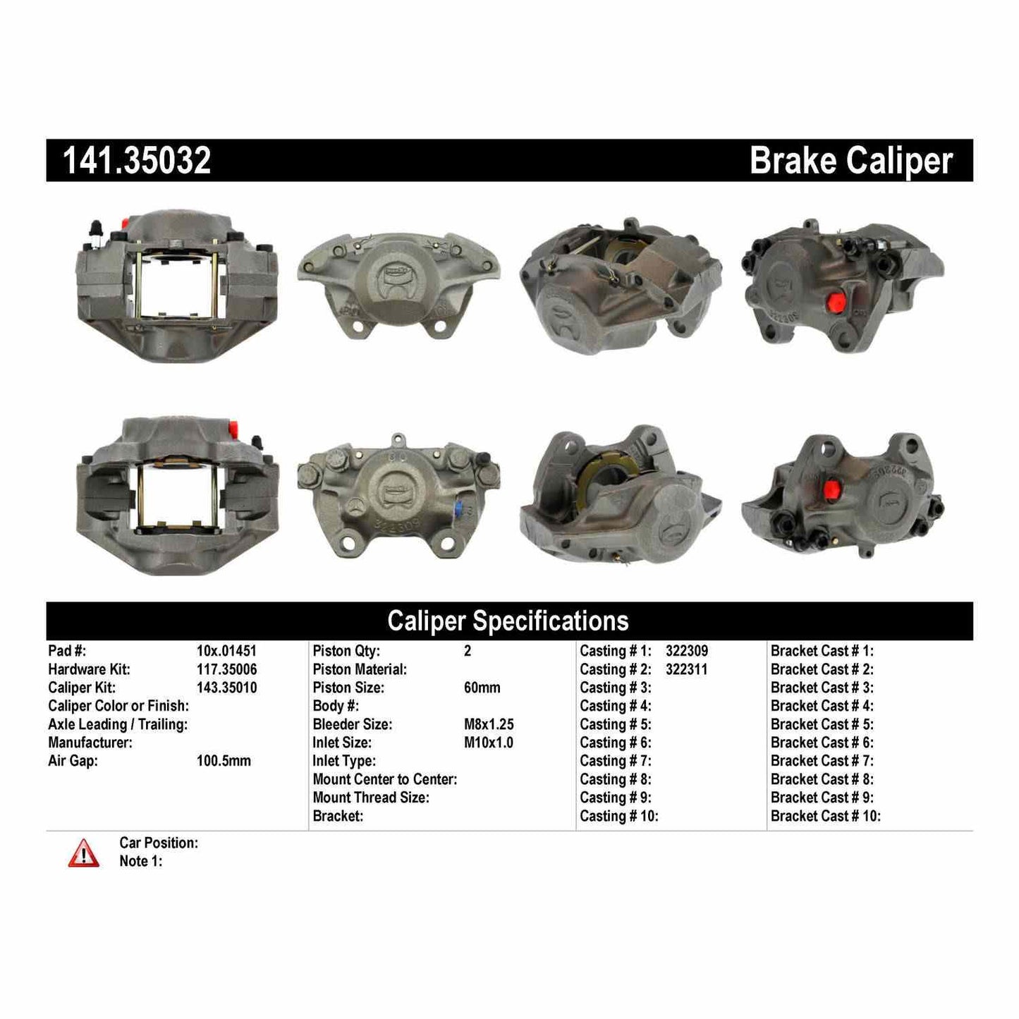 Centric Parts Semi-Loaded Brake Caliper 141.35032